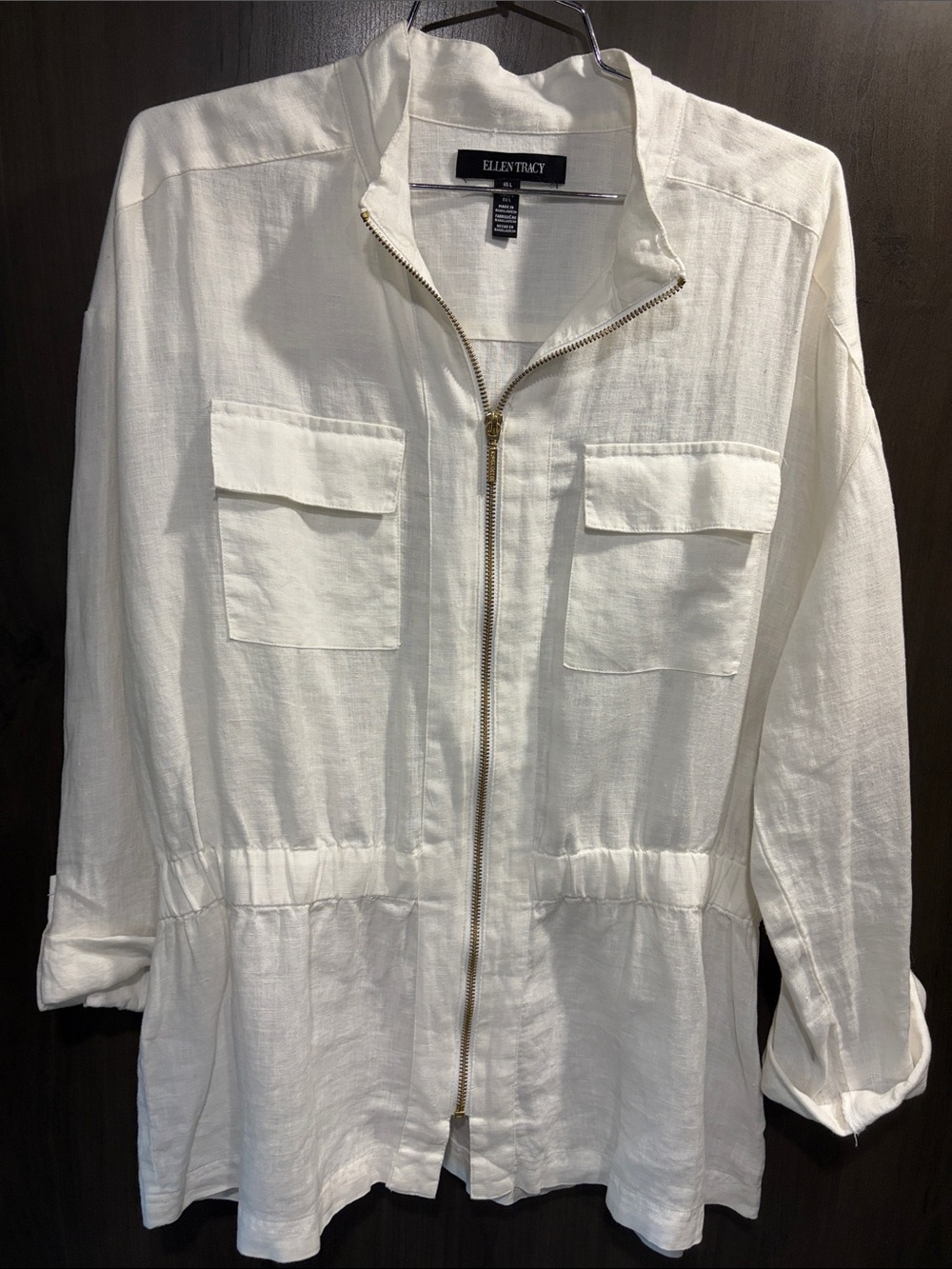 Ellen Tracy zip front Utility Jacket with Chest Pockets